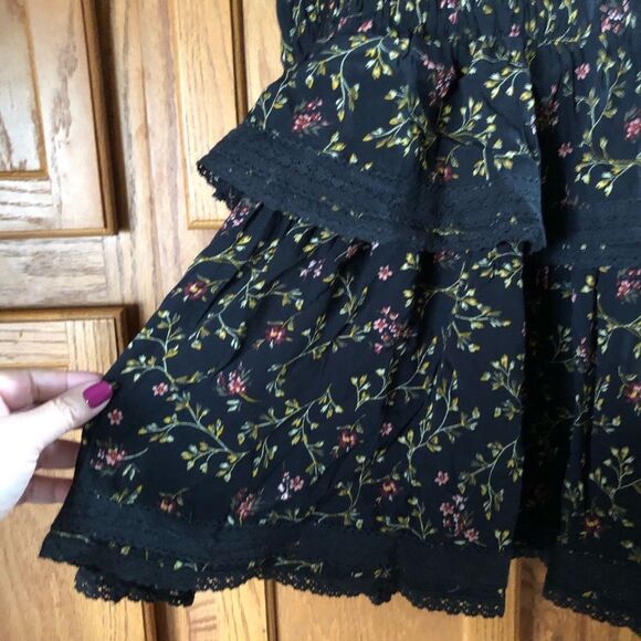 EYE OF THE NEEDLE Dark Romance Ditsy Print Ruffle Mini Dress - S - Picture 8 of 16